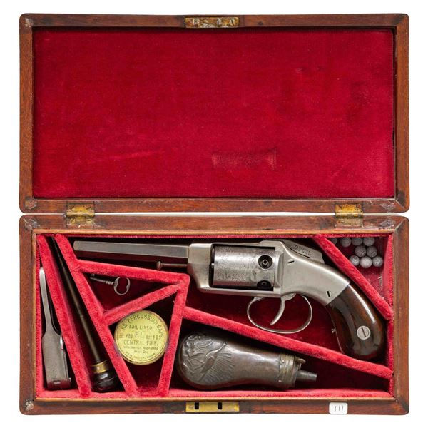 CASED ALLEN & WHEELOCK BAR HAMMER POCKET REVOLVER.