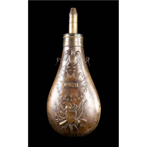 AMES 1837 DATED RIFLE FLASK.