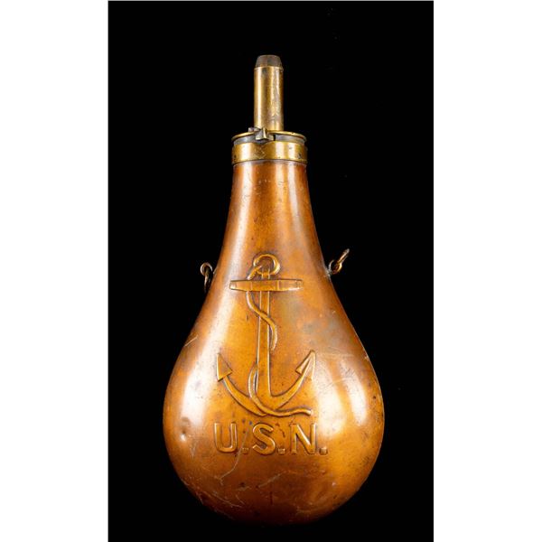 RARE MEXICAN WAR NAVY POWDER FLASK.