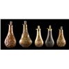Image 1 : FINE GROUP OF 5 DECORATED ANTEBELLUM POWDER FLASKS