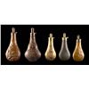 Image 2 : FINE GROUP OF 5 DECORATED ANTEBELLUM POWDER FLASKS