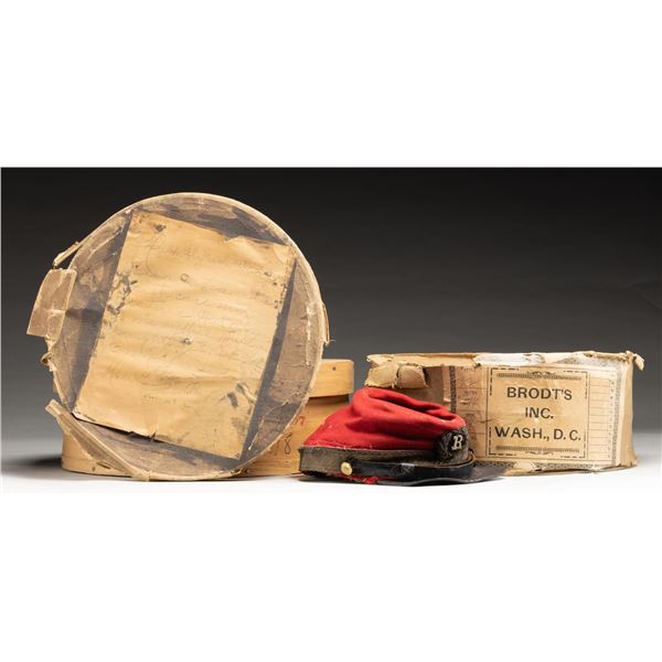 CIVIL WAR ERA RED VIRGINIA MILITIA KEPI WITH BOX.