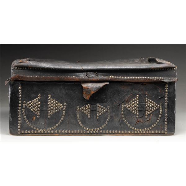 LEATHER STAGECOACH TRUNK WITH BRASS TACK
