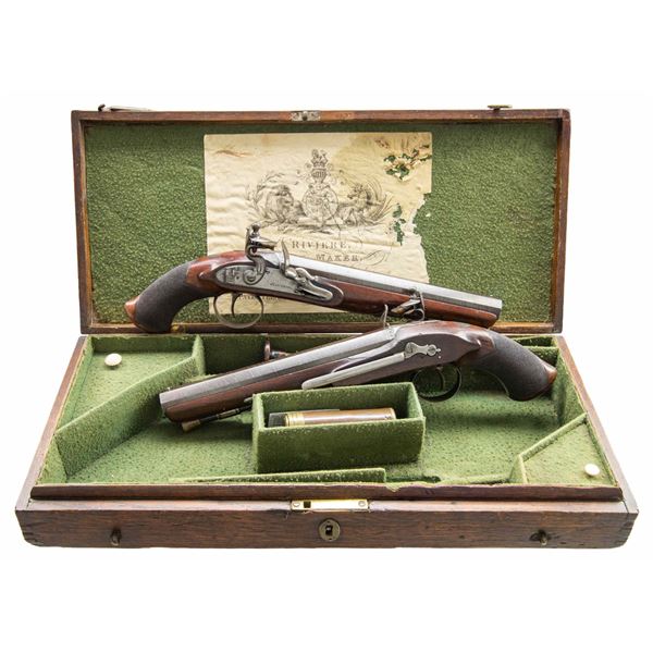 CASED PAIR OF BRITISH FLINTLOCK BELT PISTOLS BY
