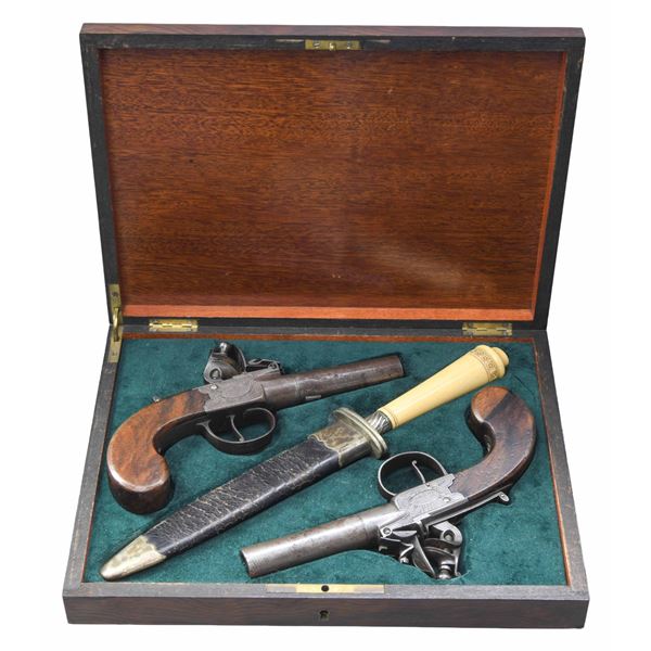 PAIR OF BOXLOCK FLINT POCKET PISTOLS WITH TURN OFF