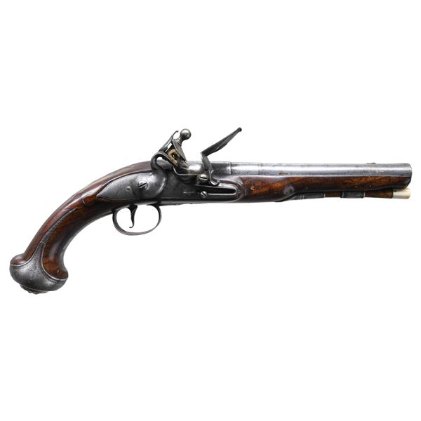 BARBAR, LONDON SILVER MOUNTED FLINTLOCK PISTOL.