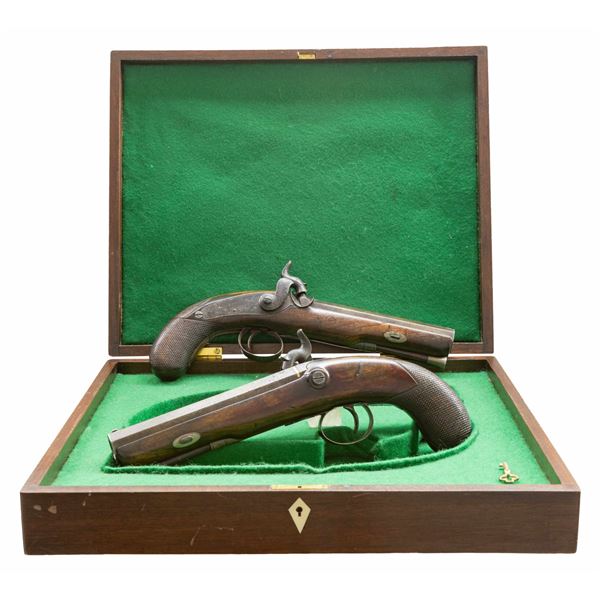 PAIR OF SOUTHALL, LONDON PERCUSSION PISTOLS IN