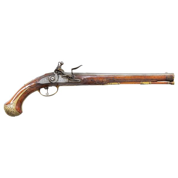 GOOD GERMANIC FLINTLOCK HOLSTER PISTOL WITH