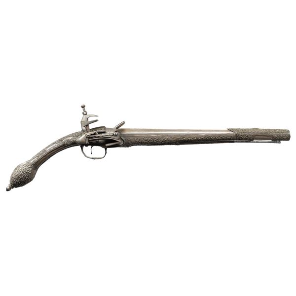 BALKAN STYLE LONG BARREL RAT TAIL MIQUELET PISTOL.