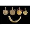 Image 1 : GROUP OF 5 BRASS INDOPERSIAN POWDER FLASKS.