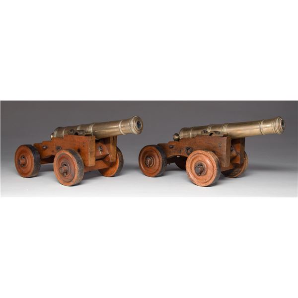 GROUP OF TWO MUZZLELOADING BRASS SIGNAL CANNONS