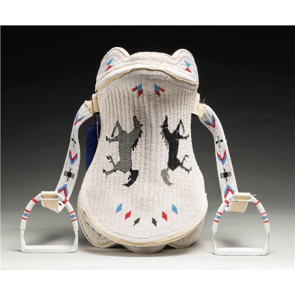 SUPERB NATIVE AMERICAN BEADED SADDLE OF ARAPAHO