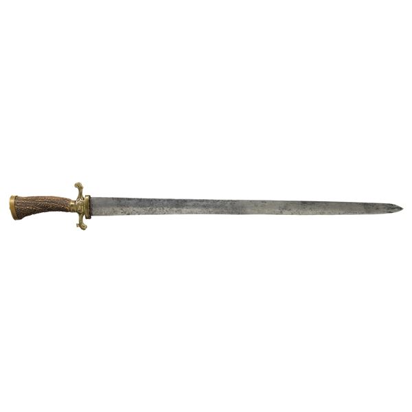 EUROPEAN HUNTING SWORD WITH 1671 DATED BLADE.