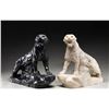 Image 1 : 2 CARVED MARBLE JAGUARS SCULPTURES.
