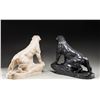 Image 2 : 2 CARVED MARBLE JAGUARS SCULPTURES.