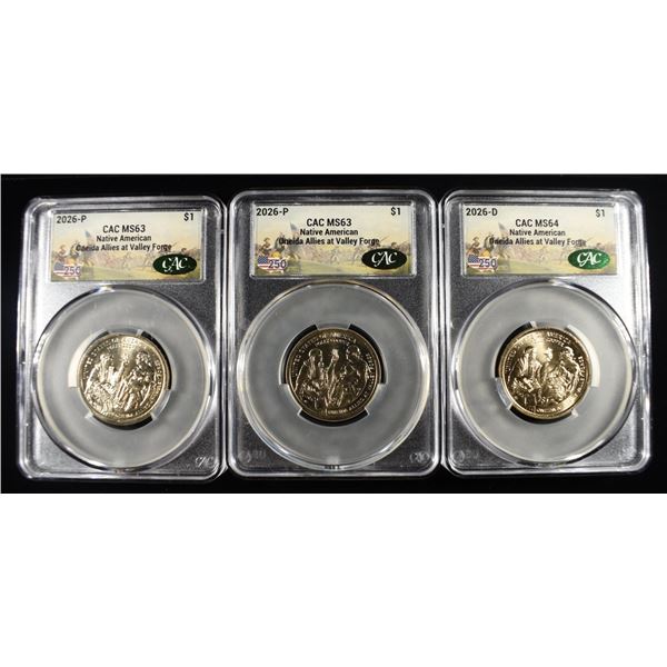(2) 2026-P MS-63 & 26-D MS-64 NATIVE DOLLARS CAC