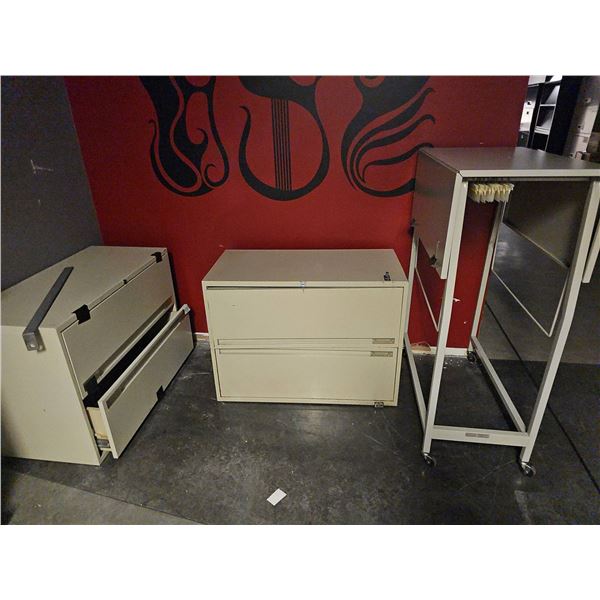 Three Metal Filing Cabinets
