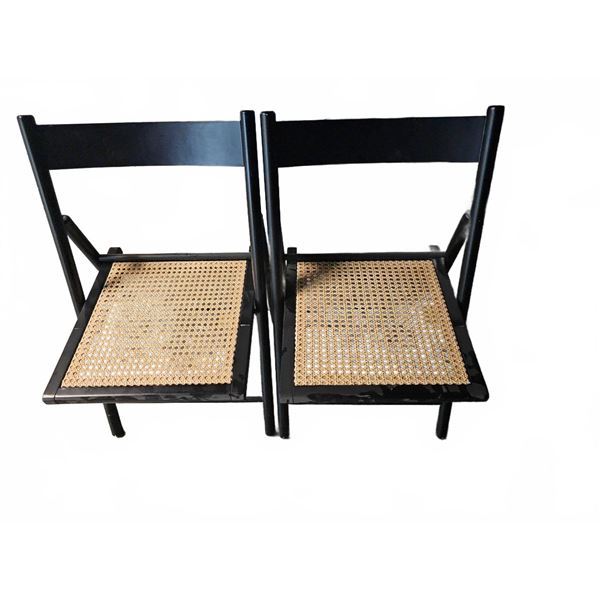 Black Wooden Chairs with Cane Seats