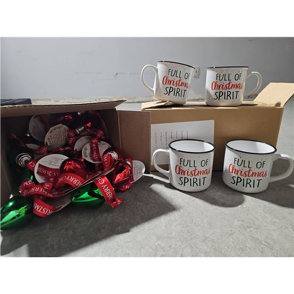Christmas Spirit Mugs and Ornaments Set
