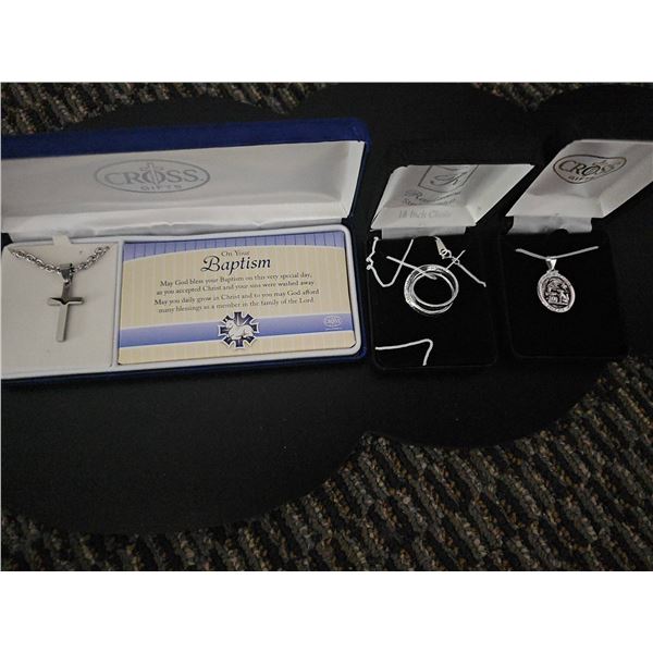 Three Christian Necklaces in Boxes