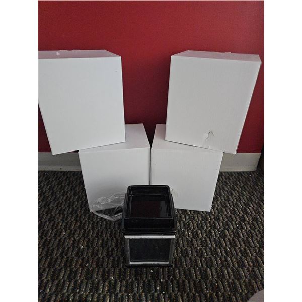 4 Black Glass Containers