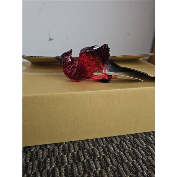 12 Red Glass Bird Figures