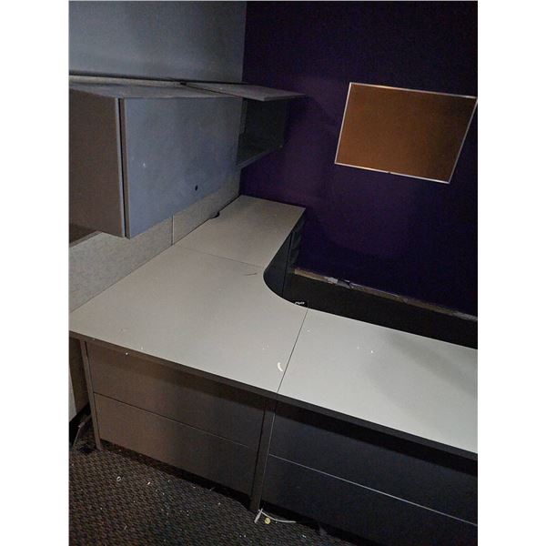 Office L-Shaped Desk with Hutch and Drawers