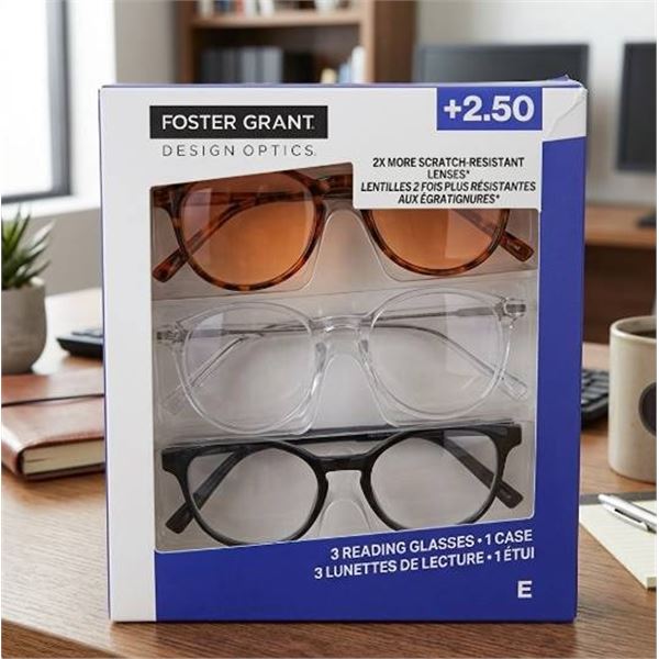 Foster Grant 2.5 Reading Glasses 3 pk Set