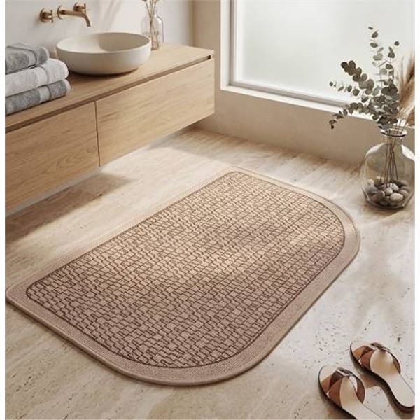 YDKJI Half Circle Bath Mat 20x32 Brown