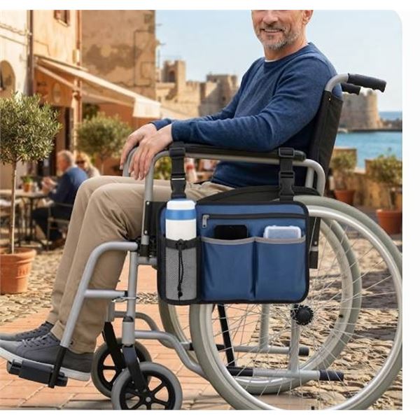 Wheelchair Side Organizer for Rollators (Blue
