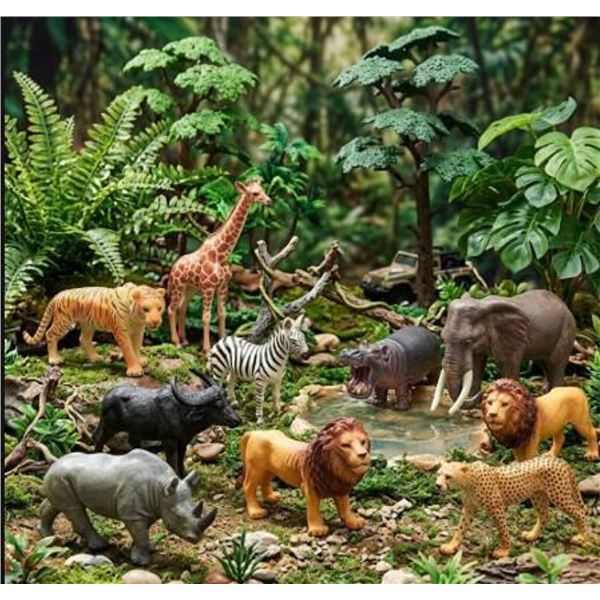 Prextex Safari Animals 9 Piece Set