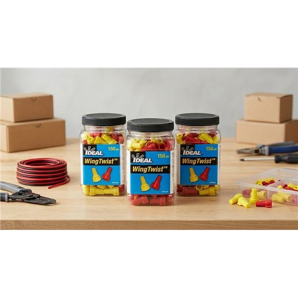 Ideal WingTwist Wire Connectors, 3 Jars each containing 150 pieces