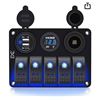 Image 1 : Jiaying Marine 12VÂ  Marine Boat Rocker Switch Aluminum Panel 5 Gang