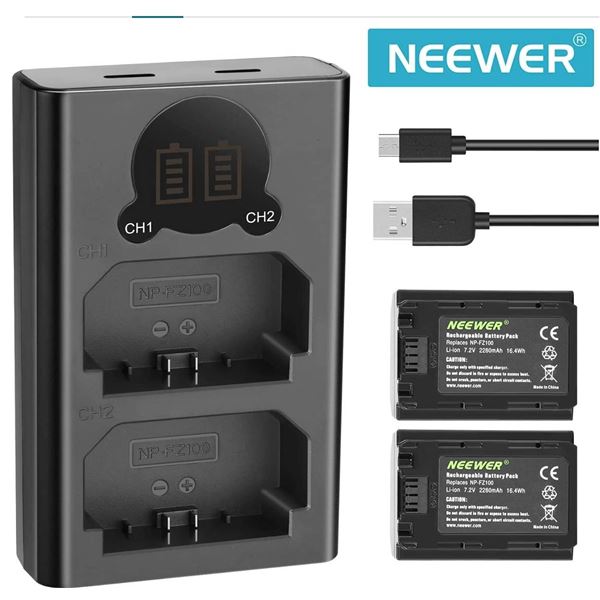 Neewer Dual Charger for NP-FZ100 with 2 NP-FZ