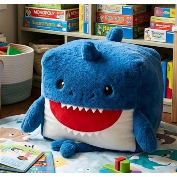 Square Blue Shark Plush Toy