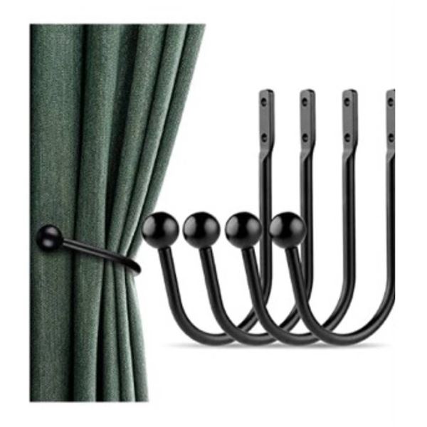 Curtain Holdbacks, 4 pcs, Black