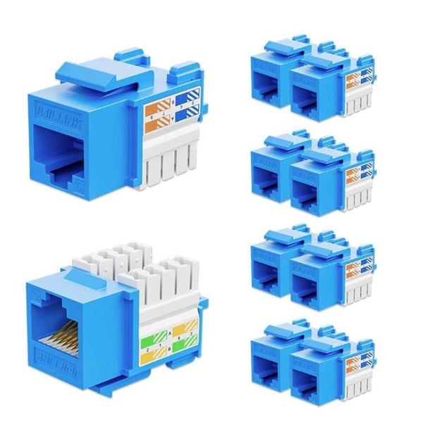 iwillink Cat6 Keystone Jack 10-Pack, RJ45 Keystone Jack, 90-Degree Ethernet Keystone Coupler, Punch 