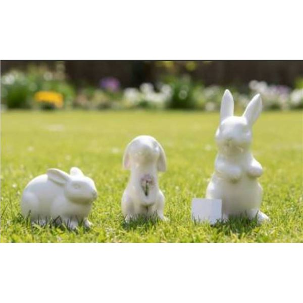 EASIMECOR Ceramic White 3 pc Spring Decor