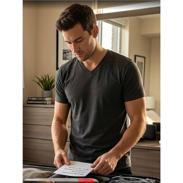Pack of 4 - Kenneth Cole Cotton Stretch V-Neck T-Shirts M