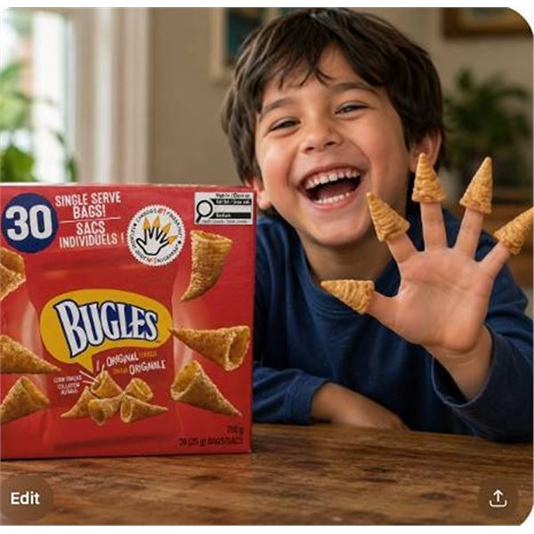 Approximately 30 Bugles Snacks