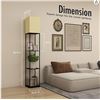 Image 1 : Square Floor Light With Shelf, Black