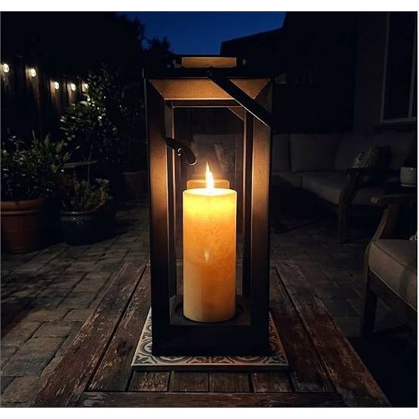 Black Metal Lantern With LED Candle