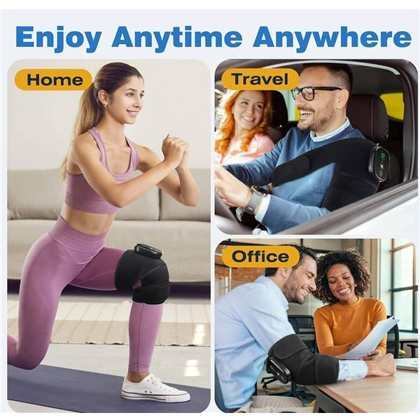 Heated Knee Massager Heated Knee Brace Wrap, Vibration Knee Heating Pads, 3 Adjustable Intensity and