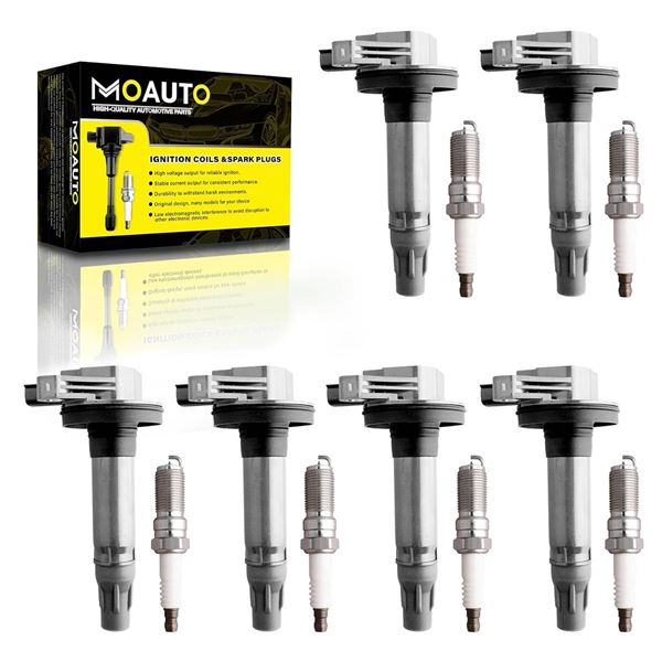 MOAUTO Set of 6 Ignition Coils Pack UF595 UF553 & 6 PCS Iridium Spark Plugs