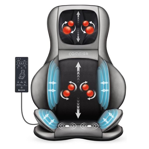 COMFIER Shiatsu Back Neck Massager with Heat, 2D ro 3D Kneading Massage Chair Pad, Adjustable Neck M