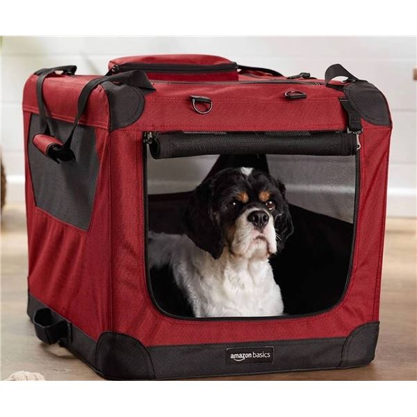Amazon Basics Portable Soft Pet Crate 42 in RED