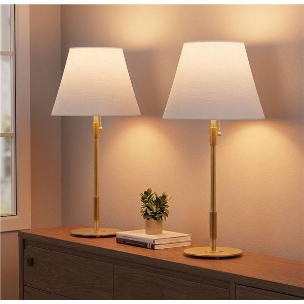 HISEEGO Table Lamps Set of 2, Gold Finish