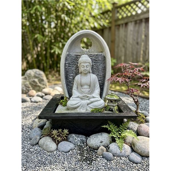 Mini Fontaine Bouddha Polyresine, 8" x 7" x 11"