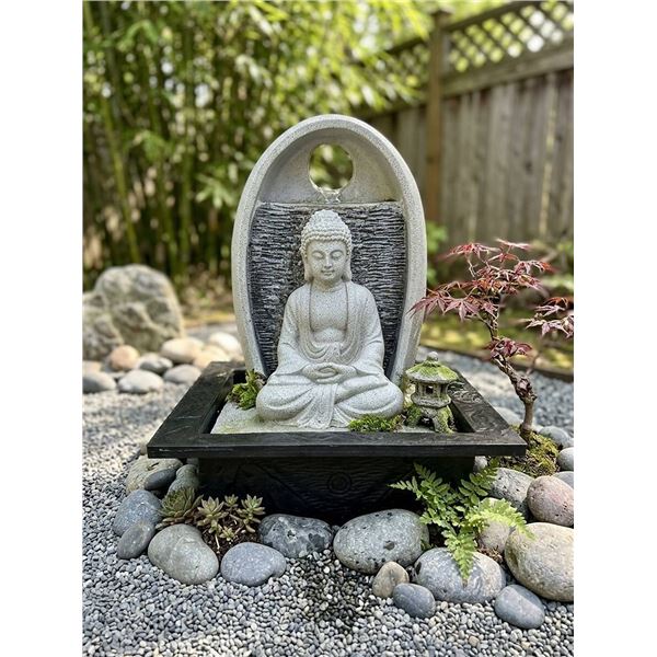 Mini Fontaine Bouddha Polyresine, 8" x 7" x 11"