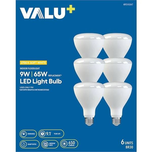 Lot of 2 - VALU+ 2700K Soft White LED Light Bulb 6 Packs